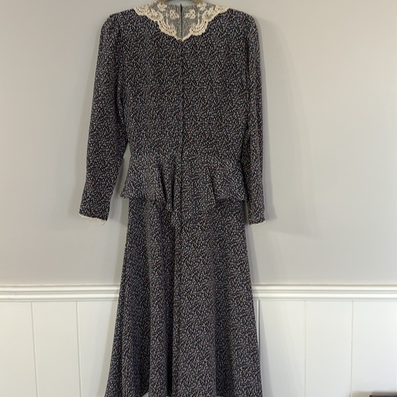 Vintage ALGO-ETTES Canada Prairie-Inspired Midi Dress with Lace Collar – Size 9 - Picture 6 of 7